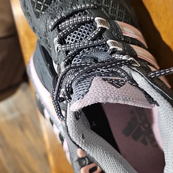 Adidas Women's Charcoal and Pink Athletic Shoes - Picture 6 of 7